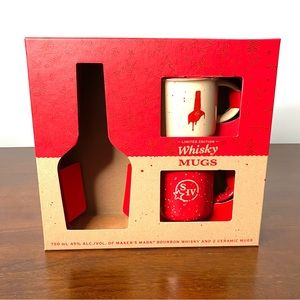 VTG Set Of 2 Makers Mark Bourbon Whiskey Limited Edition Ceramic Mugs Red/ White